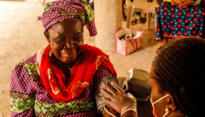 nigerian woman getting a blood pressure check