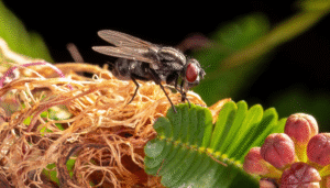fly on food and fruits